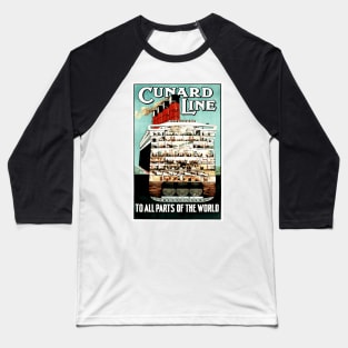 Cunard Line - Steamship Cutaway Illustration, Vintage Poster Design Baseball T-Shirt